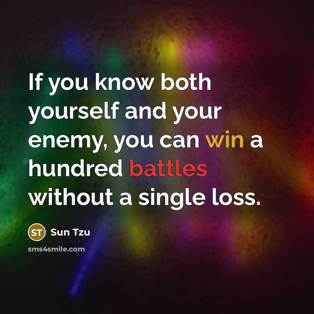 “If you know both yourself and your enemy, you can win a hundred battles without a single loss.” quote by Sun Tzu