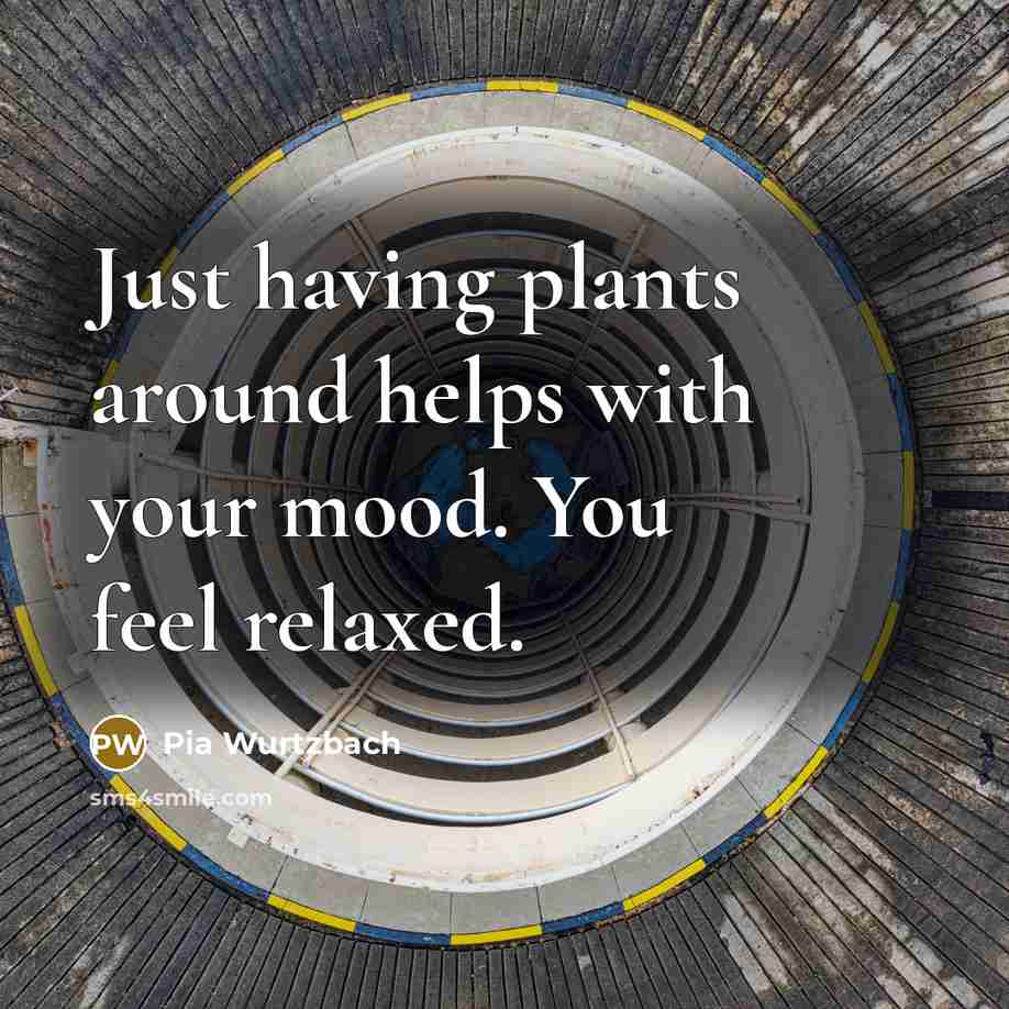 “Just having plants around helps with your mood. You feel relaxed.” quote by Pia Wurtzbach