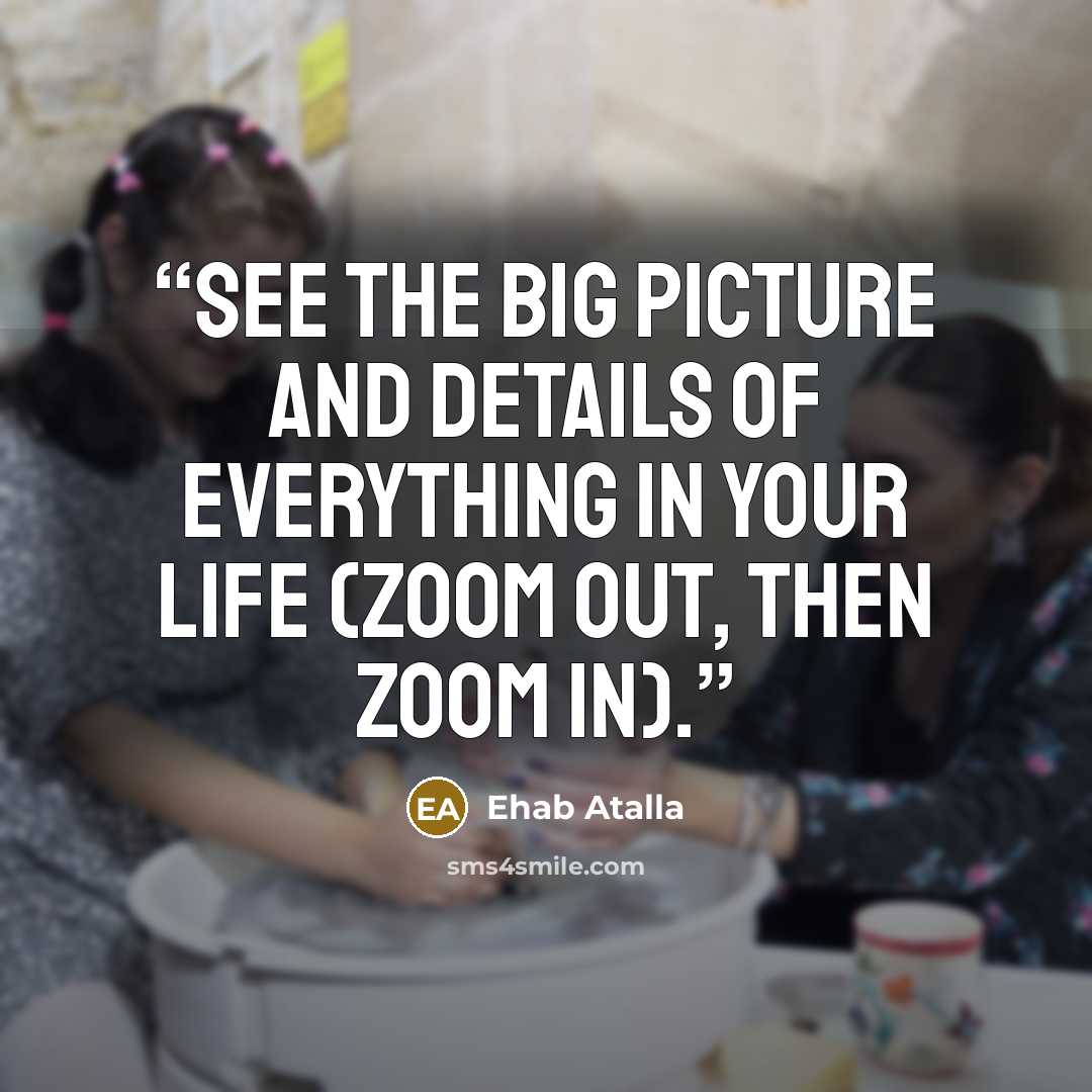 “See the big picture and details of everything in your life (zoom out, then zoom in).” quote by Ehab Atalla
