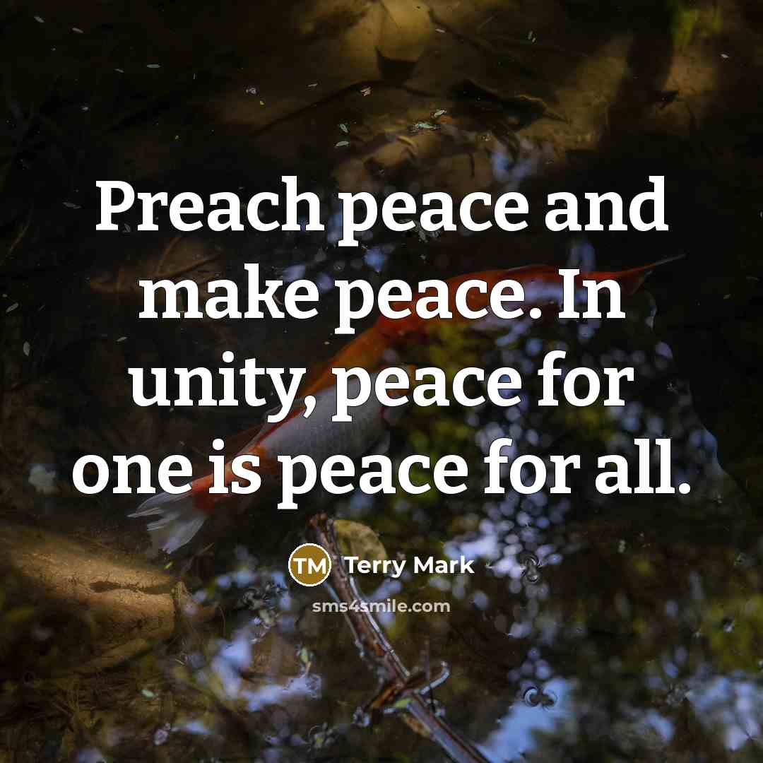 “Preach peace and make peace. In unity, peace for one is peace for all.” quote by Terry Mark