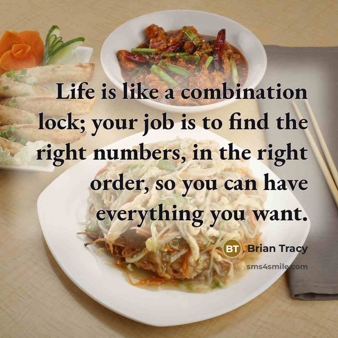 “Life is like a combination lock; your job is to find the right numbers, in the right order, so you can have everything you want.” quote by Brian Tracy