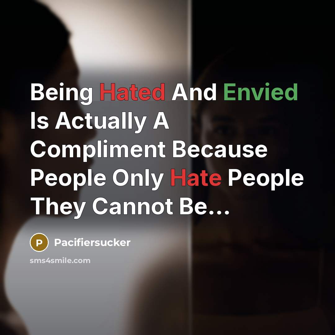 “Being Hated And Envied Is Actually A Compliment Because People Only Hate People They Cannot Be...” quote by Pacifiersucker