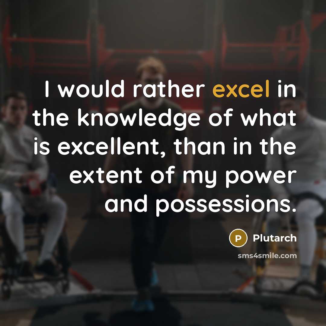 “I would rather excel in the knowledge of what is excellent, than in the extent of my power and possessions.” quote by Plutarch