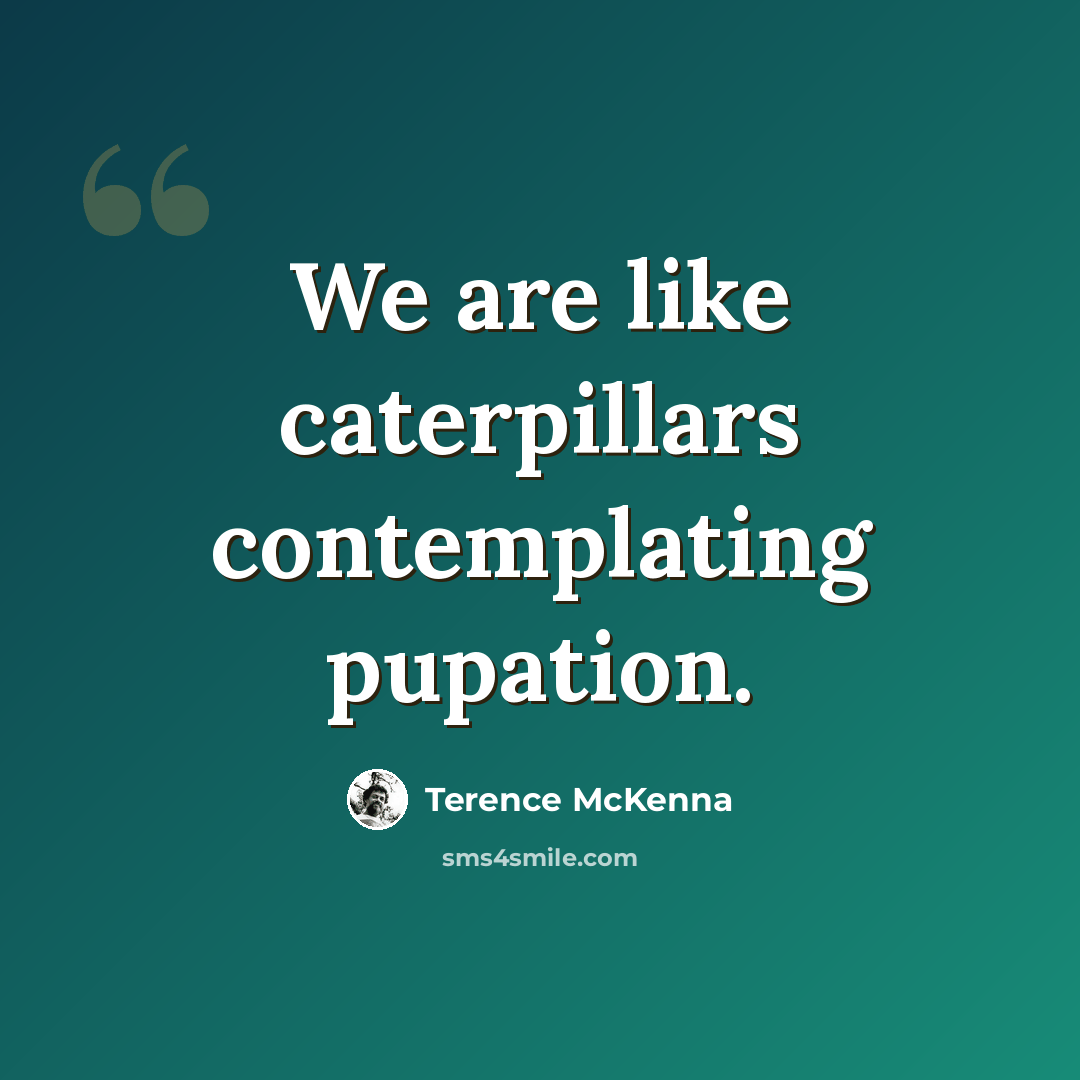 “We are like caterpillars contemplating pupation.” quote by Terence McKenna