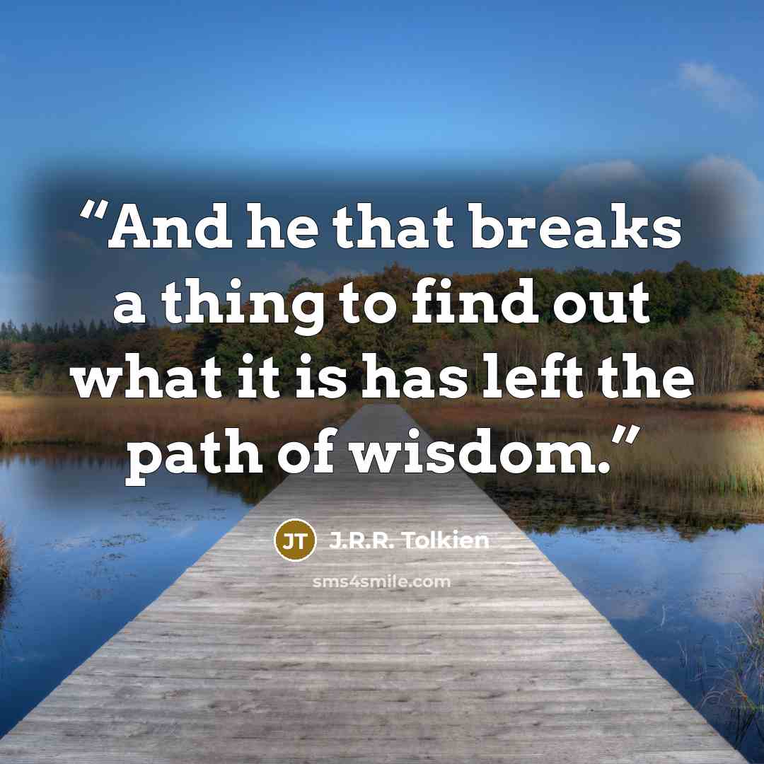 “And he that breaks a thing to find out what it is has left the path of wisdom.” quote by J.R.R. Tolkien
