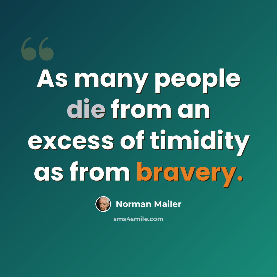 “As many people die from an excess of timidity as from bravery.” quote by Norman Mailer