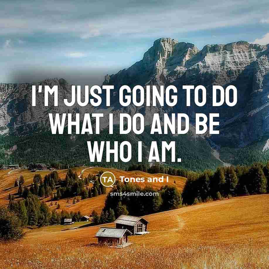 “I'm just going to do what I do and be who I am.” quote by Tones and I