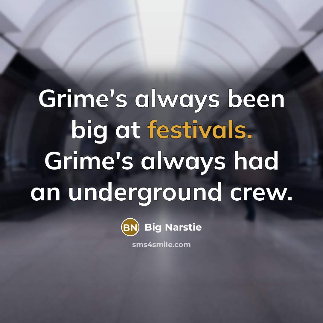 “Grime's always been big at festivals. Grime's always had an underground crew.” quote by Big Narstie