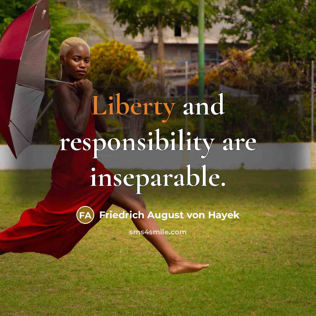 “Liberty and responsibility are inseparable.” quote by Friedrich August von Hayek