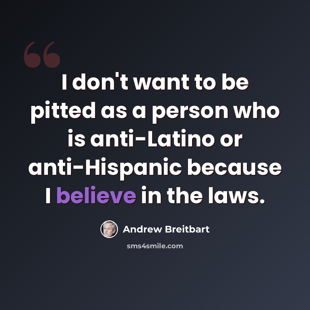 “I don't want to be pitted as a person who is anti-Latino or anti-Hispanic because I believe in the laws.” quote by Andrew Breitbart
