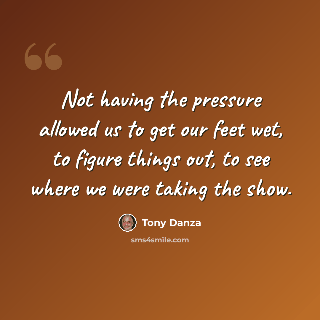 “Not having the pressure allowed us to get our feet wet, to figure things out, to see where we were taking the show.” quote by Tony Danza