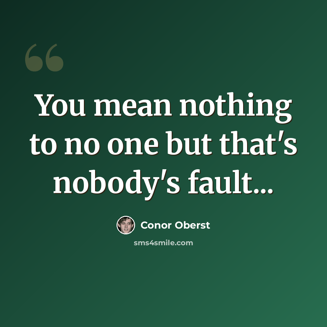 “You mean nothing to no one but that's nobody's fault...” quote by Conor Oberst