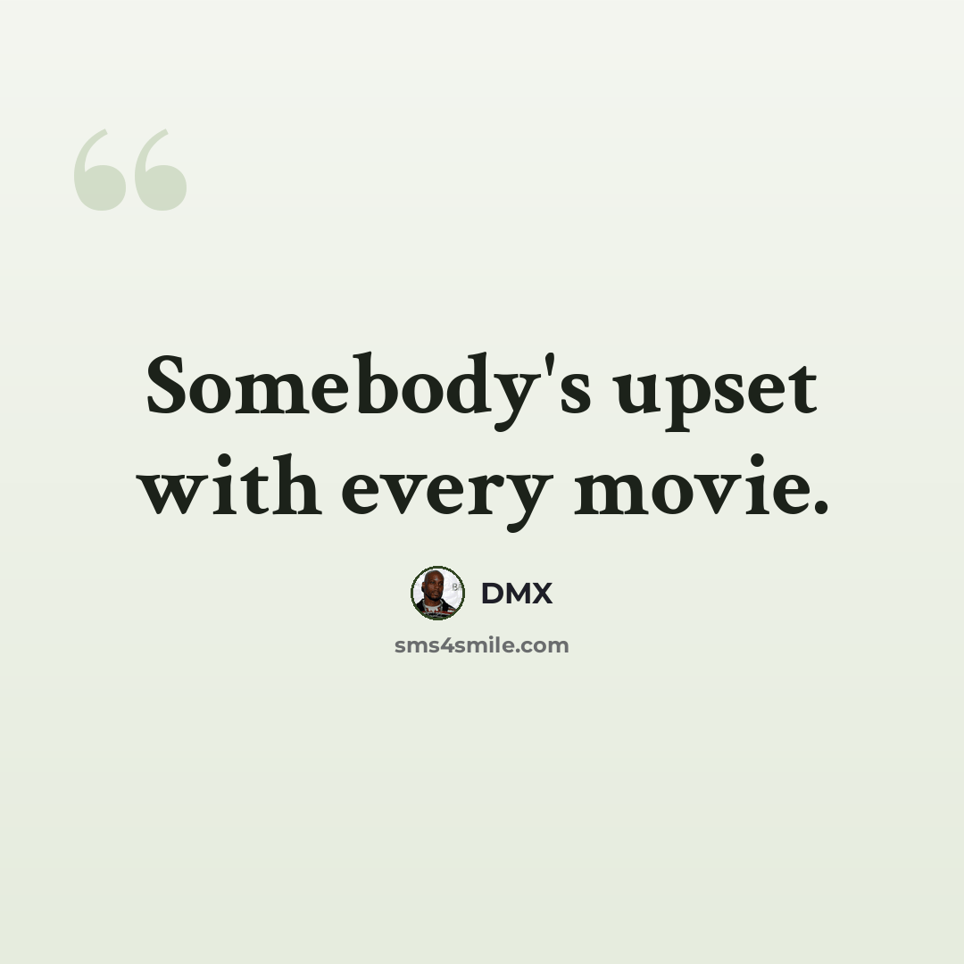 “Somebody's upset with every movie.” quote by DMX