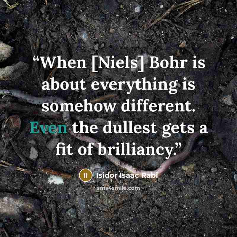 “When [Niels] Bohr is about everything is somehow different. Even the dullest gets a fit of brilliancy.” quote by Isidor Isaac Rabi