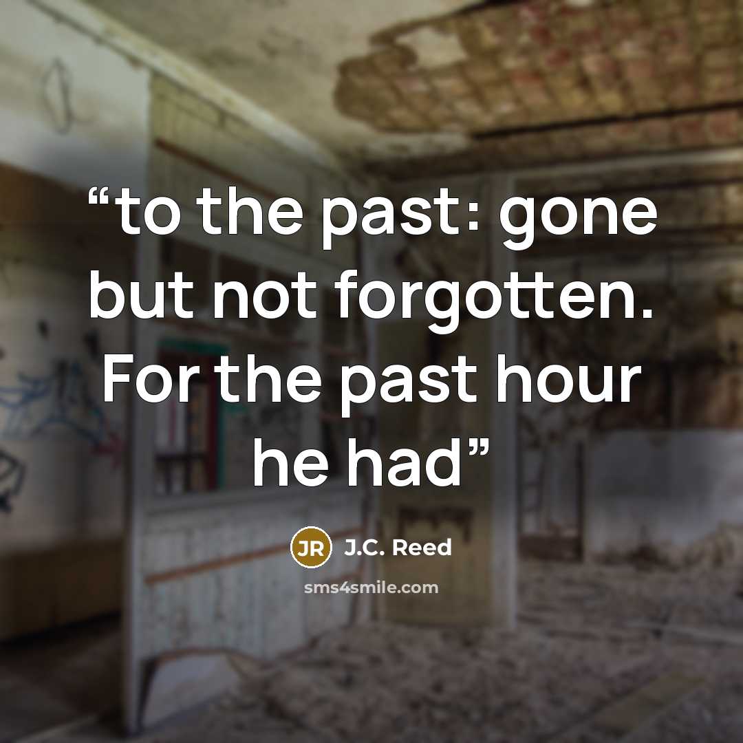 “to the past: gone but not forgotten. For the past hour he had” quote by J.C. Reed