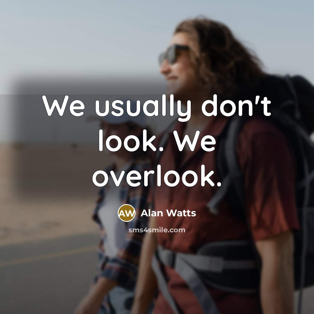 “We usually don't look. We overlook.” quote by Alan Watts