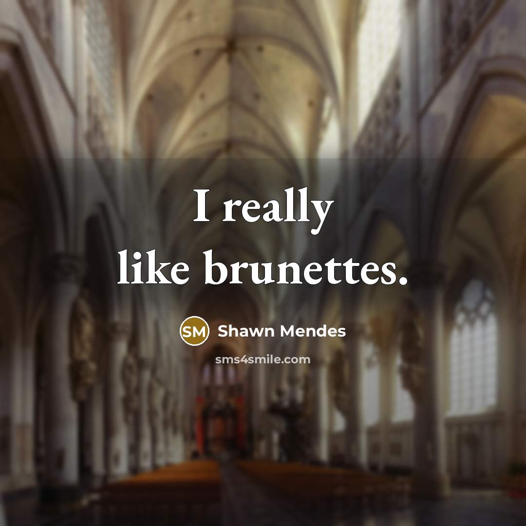 “I really like brunettes.” quote by Shawn Mendes