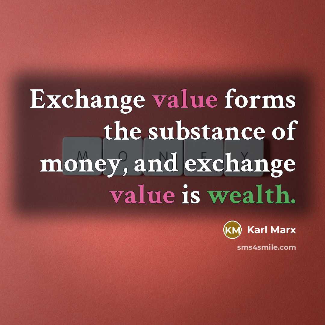 “Exchange value forms the substance of money, and exchange value is wealth.” quote by Karl Marx