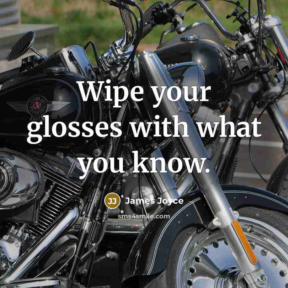 “Wipe your glosses with what you know.” quote by James Joyce