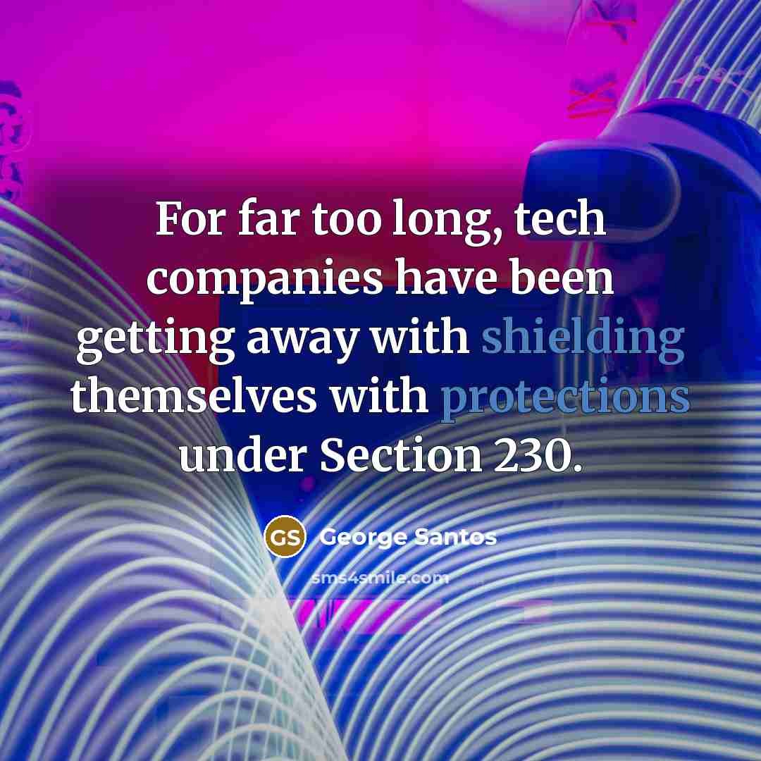 “For far too long, tech companies have been getting away with shielding themselves with protections under Section 230.” quote by George Santos