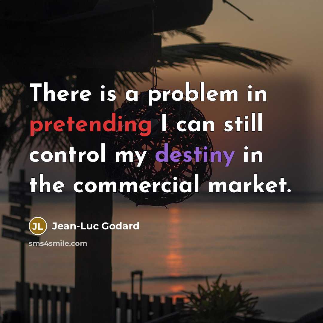 “There is a problem in pretending I can still control my destiny in the commercial market.” quote by Jean-Luc Godard