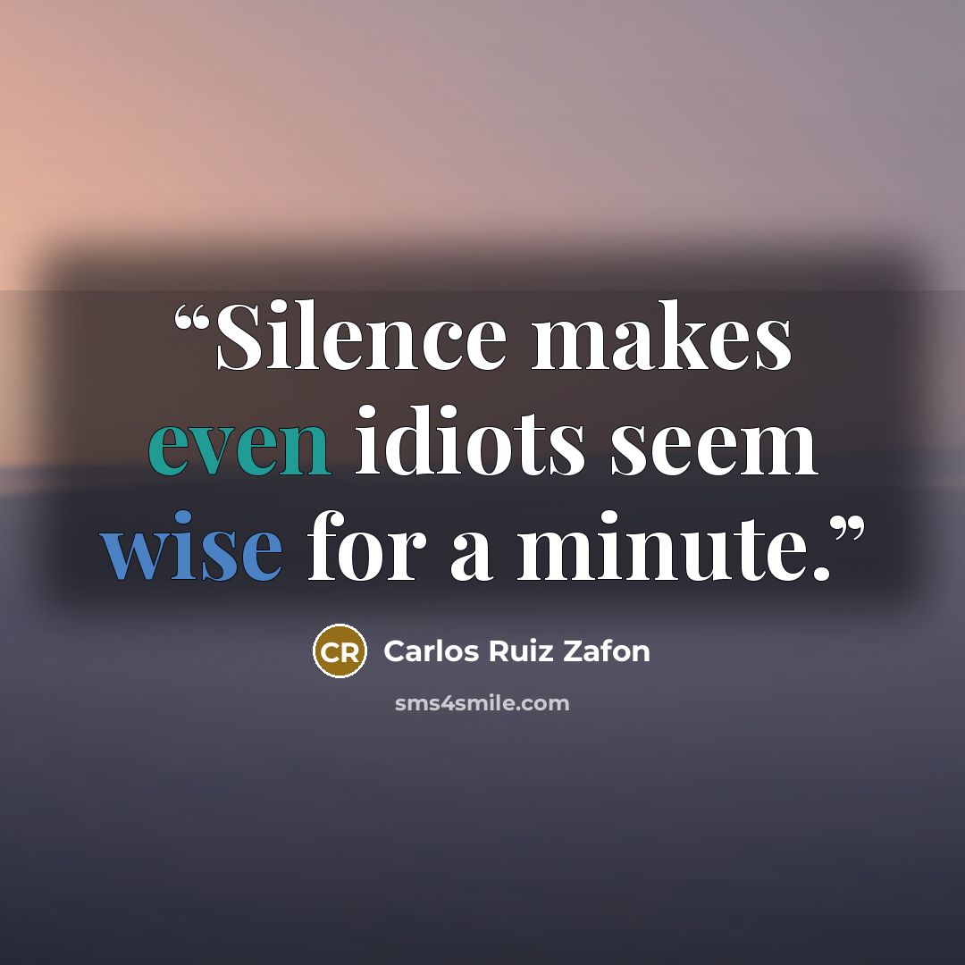 “Silence makes even idiots seem wise for a minute.” quote by Carlos Ruiz Zafón