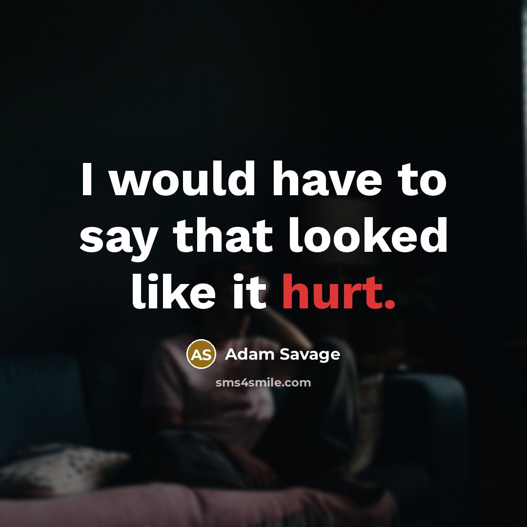 “I would have to say that looked like it hurt.” quote by Adam Savage