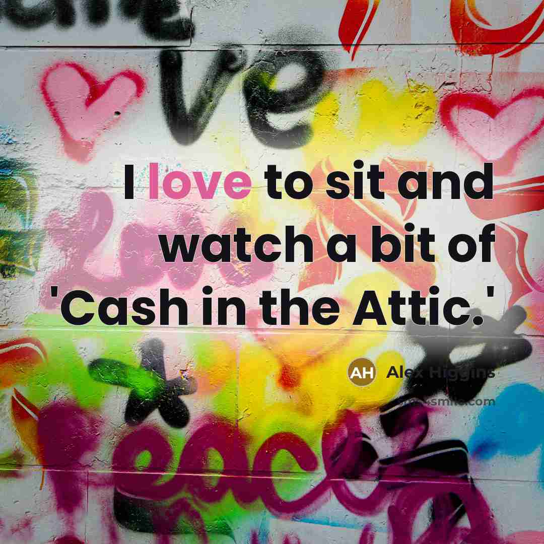 “I love to sit and watch a bit of 'Cash in the Attic.'” quote by Alex Higgins