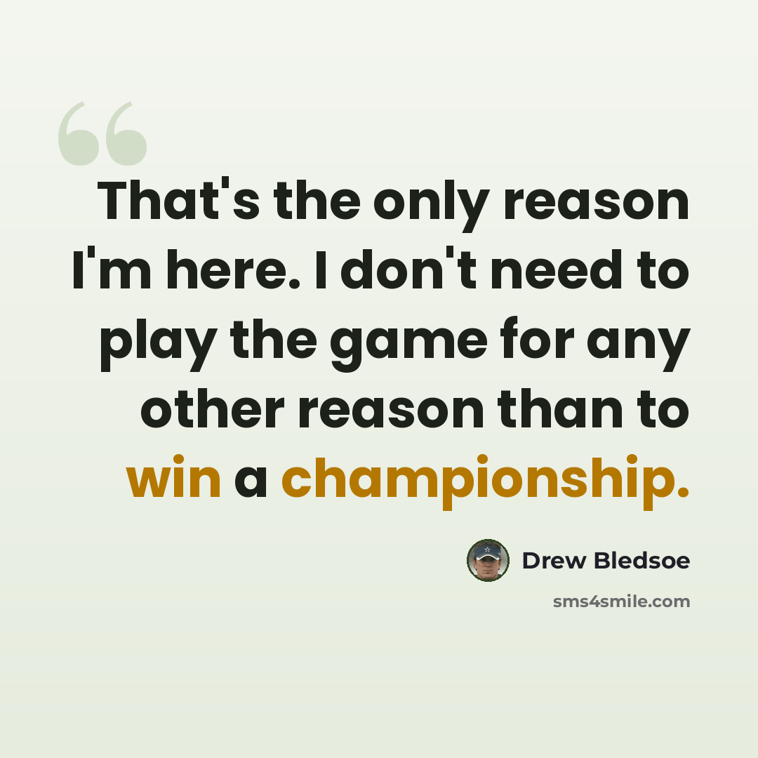 “That's the only reason I'm here. I don't need to play the game for any other reason than to win a championship.” quote by Drew Bledsoe