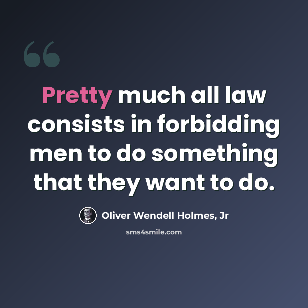 “Pretty much all law consists in forbidding men to do something that they want to do.” quote by Oliver Wendell Holmes, Jr