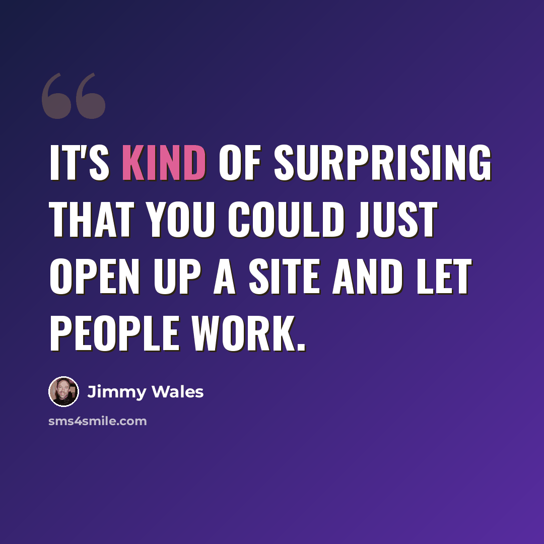 “It's kind of surprising that you could just open up a site and let people work.” quote by Jimmy Wales