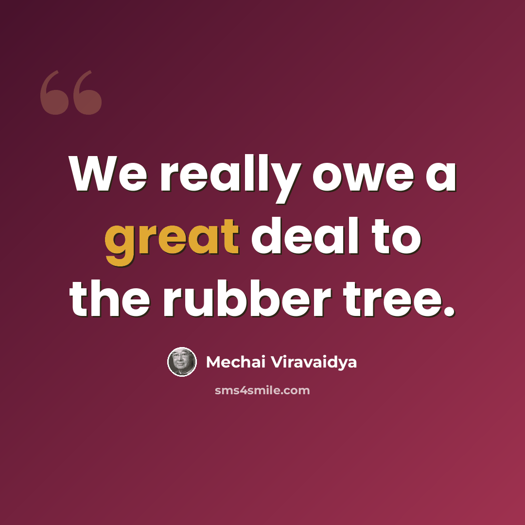 “We really owe a great deal to the rubber tree.” quote by Mechai Viravaidya