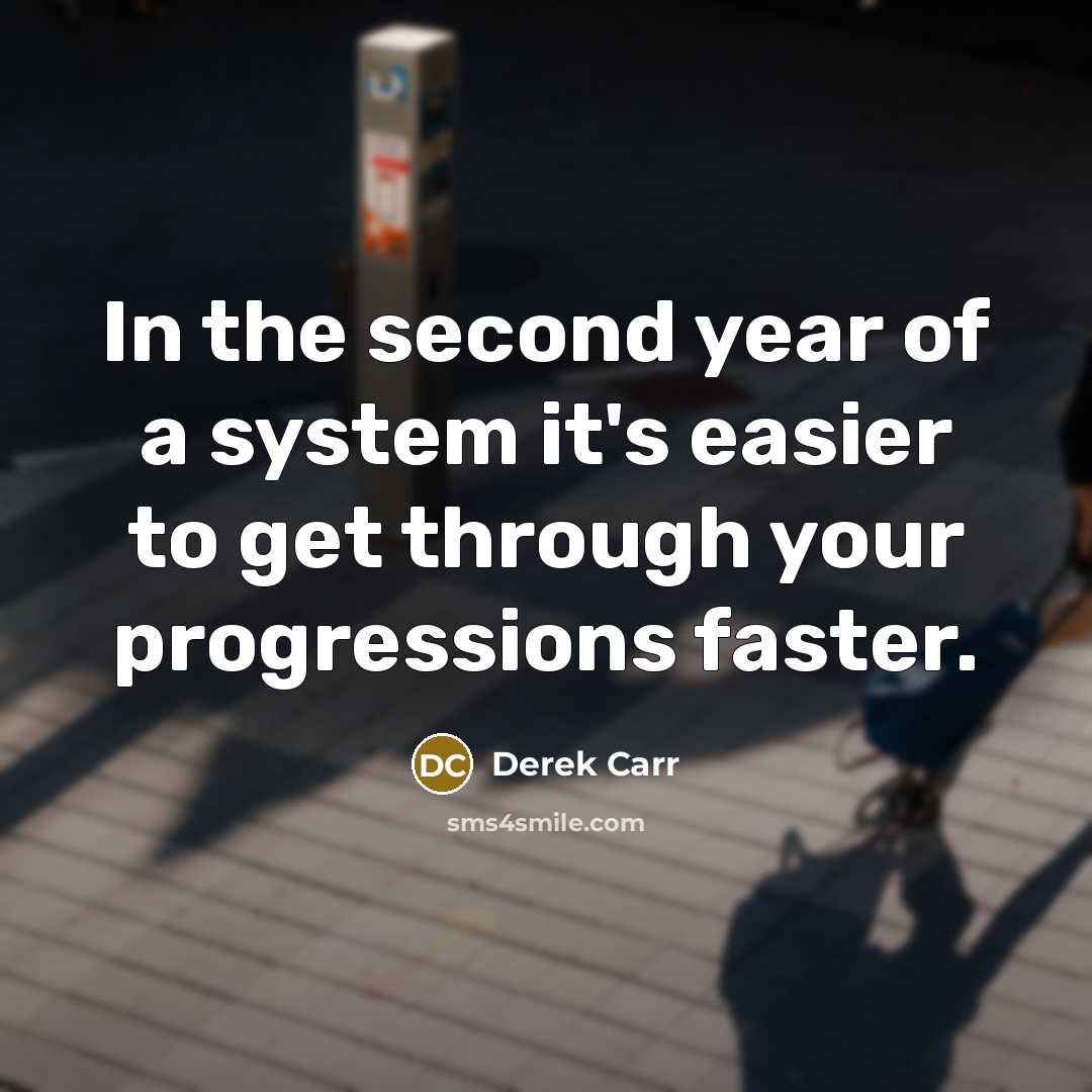 “In the second year of a system it's easier to get through your progressions faster.” quote by Derek Carr