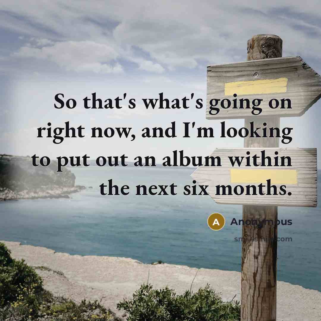 “So that's what's going on right now, and I'm looking to put out an album within the next six months.” quote by Anonymous