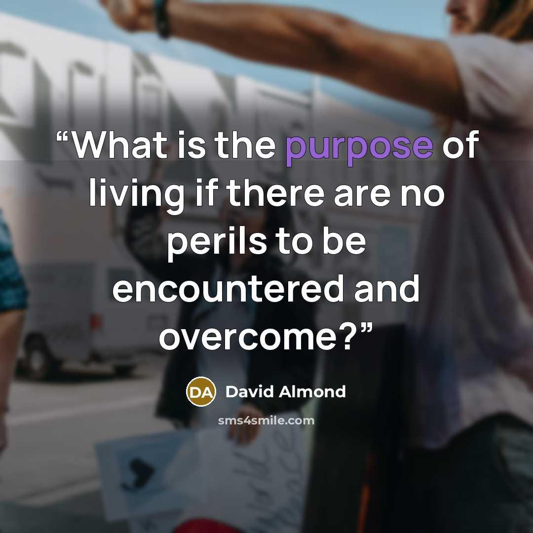 “What is the purpose of living if there are no perils to be encountered and overcome?” quote by David Almond