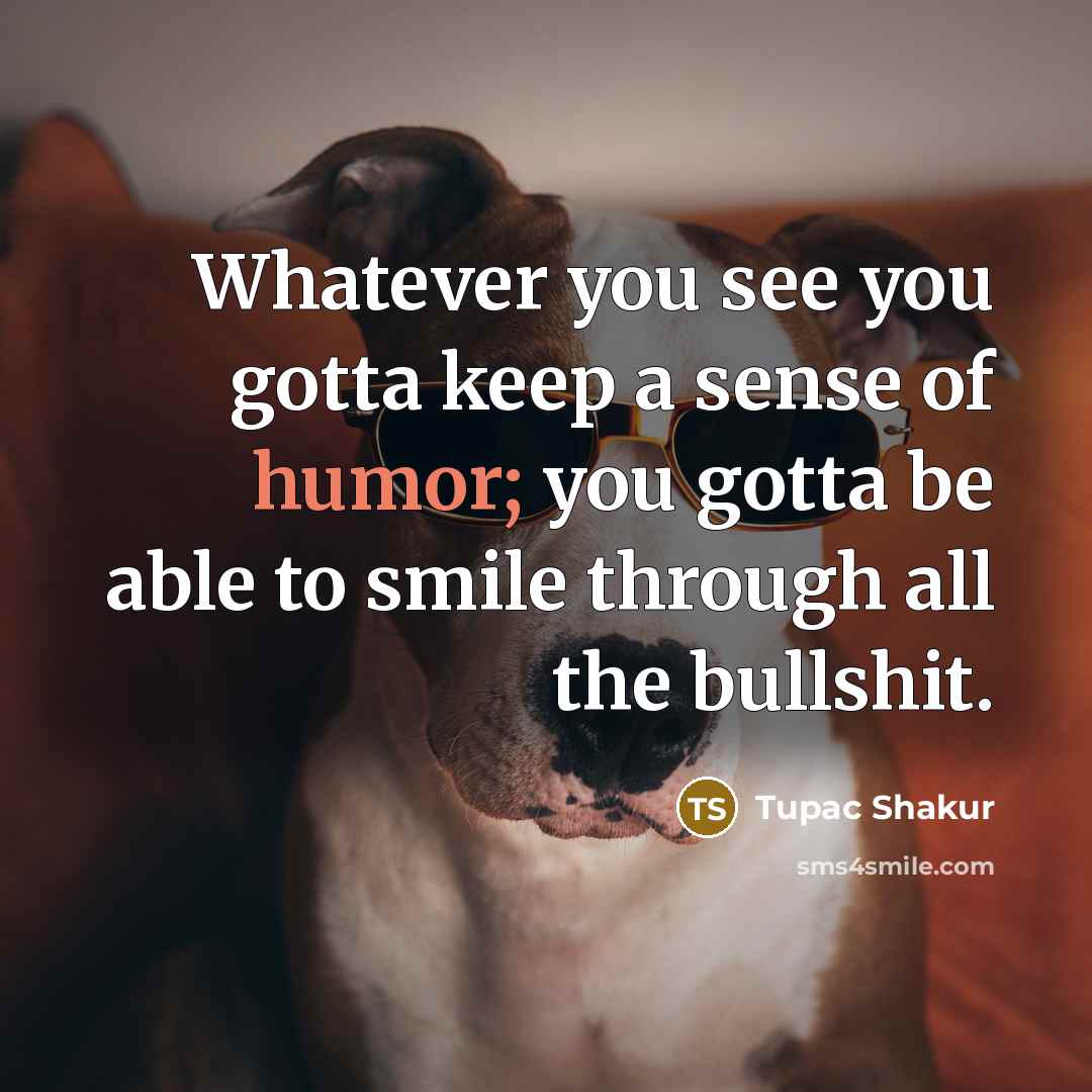 “Whatever you see you gotta keep a sense of humor; you gotta be able to smile through all the bullshit.” quote by Tupac Shakur