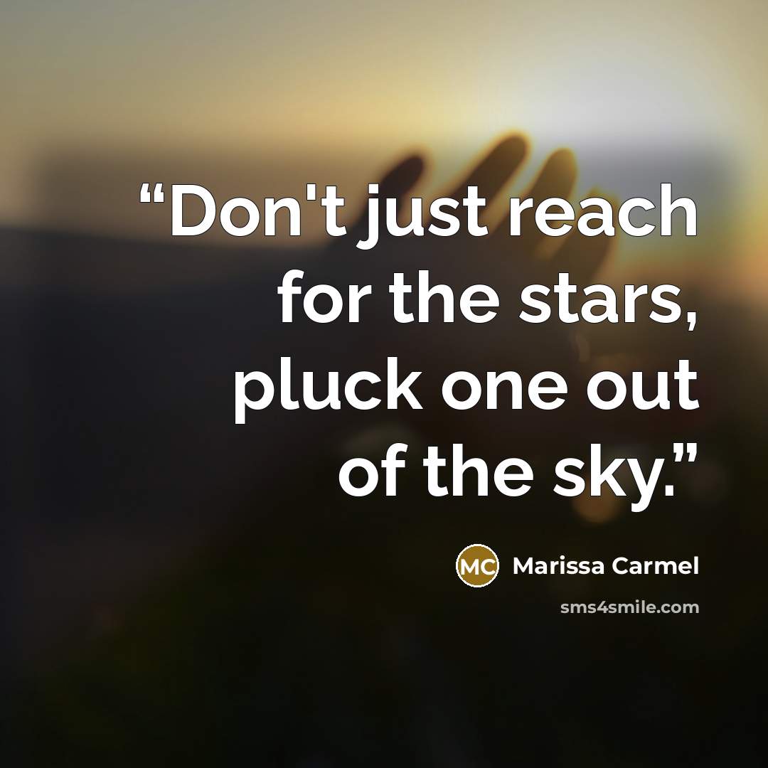 “Don't just reach for the stars, pluck one out of the sky.” quote by Marissa Carmel
