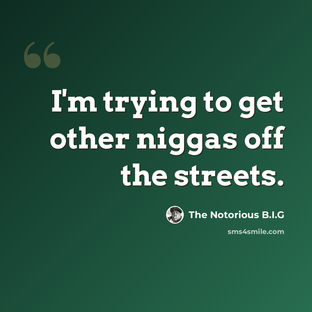 “I'm trying to get other niggas off the streets.” quote by The Notorious B.I.G