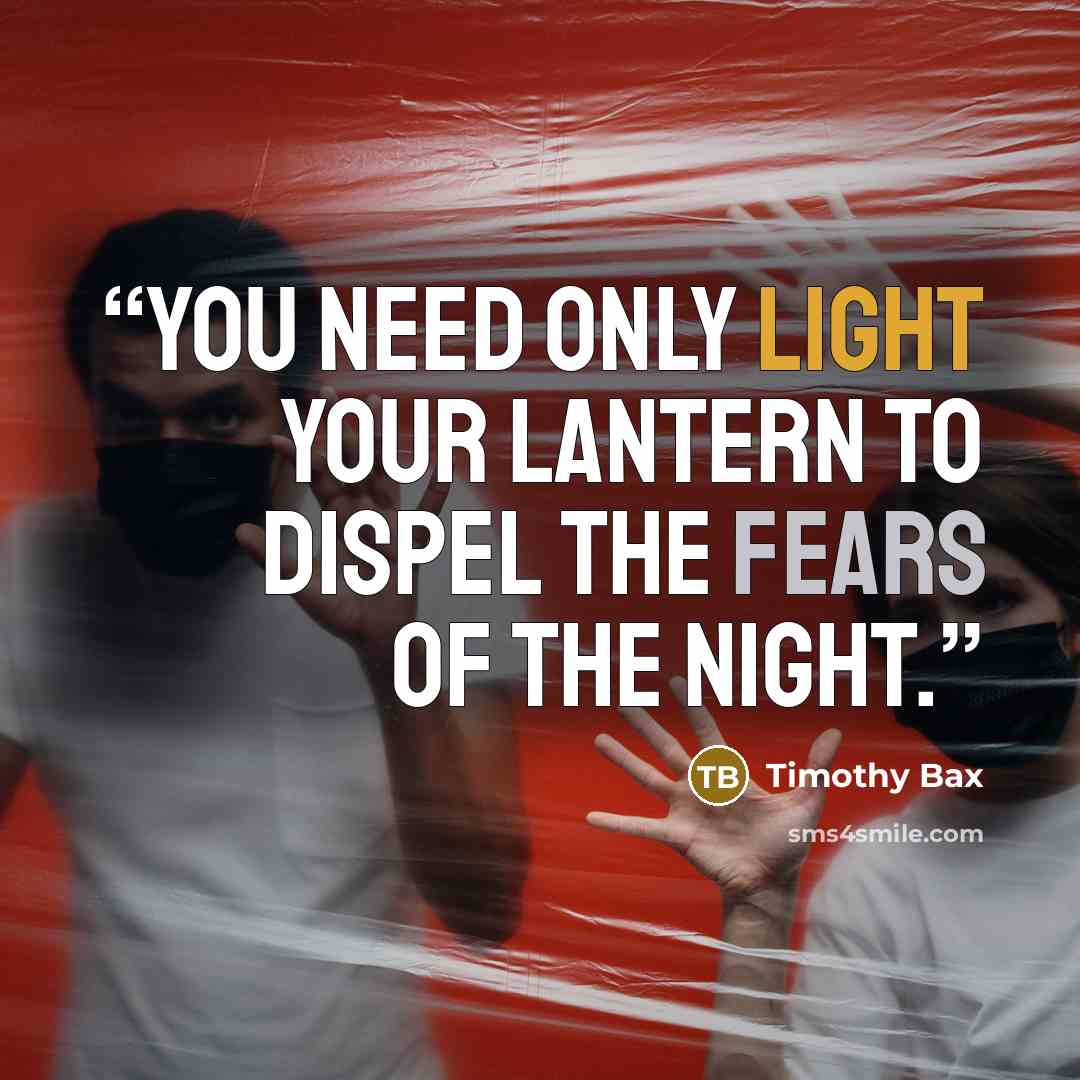 “You need only light your lantern to dispel the fears of the night.” quote by Timothy Bax
