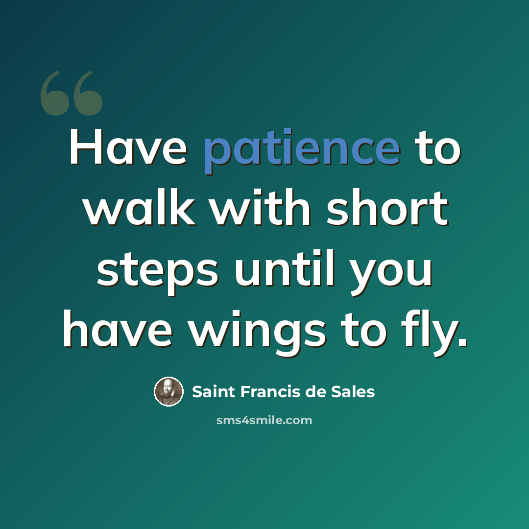 “Have patience to walk with short steps until you have wings to fly.” quote by Saint Francis de Sales