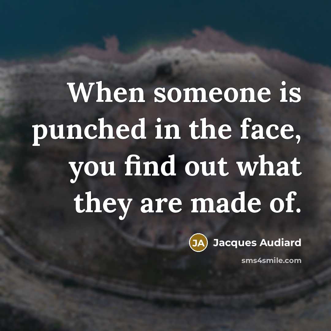 “When someone is punched in the face, you find out what they are made of.” quote by Jacques Audiard