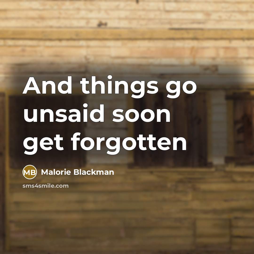 “And things go unsaid soon get forgotten” quote by Malorie Blackman