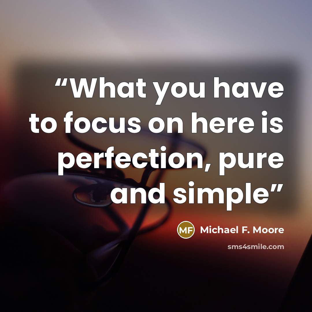 “What you have to focus on here is perfection, pure and simple” quote by Michael F. Moore