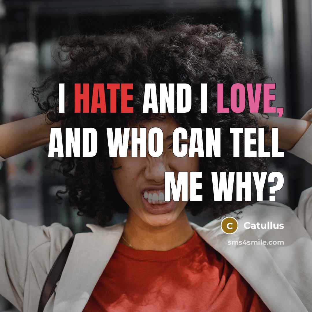 “I hate and I love, and who can tell me why?” quote by Catullus