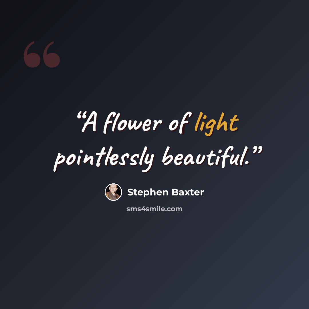 “A flower of light pointlessly beautiful.” quote by Stephen Baxter