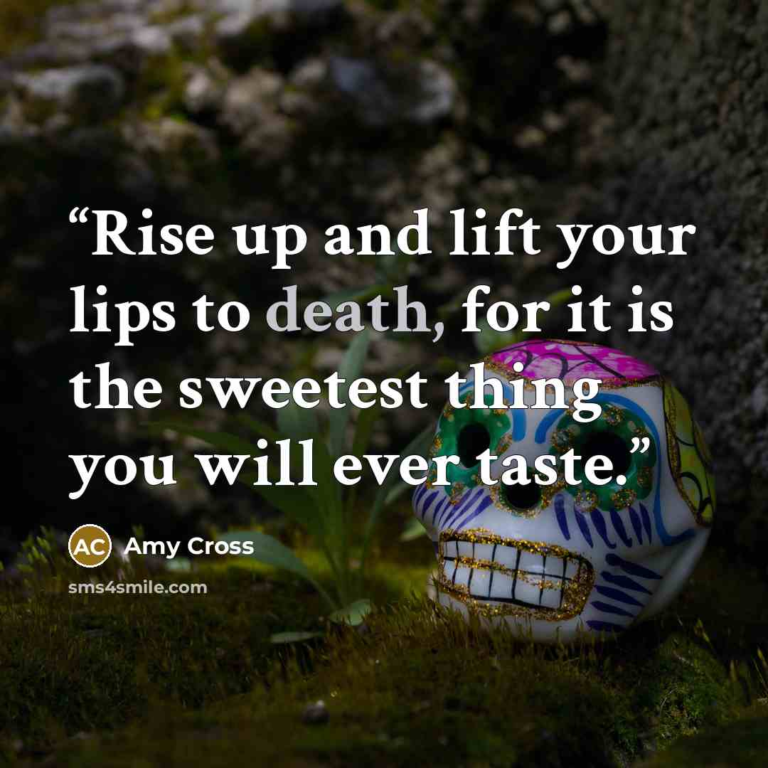 “Rise up and lift your lips to death, for it is the sweetest thing you will ever taste.” quote by Amy CROSS