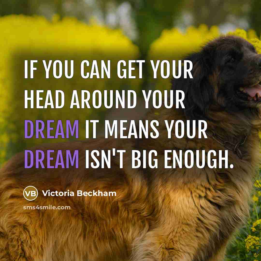 “If you can get your head around your dream it means your dream isn't big enough.” quote by Victoria Beckham