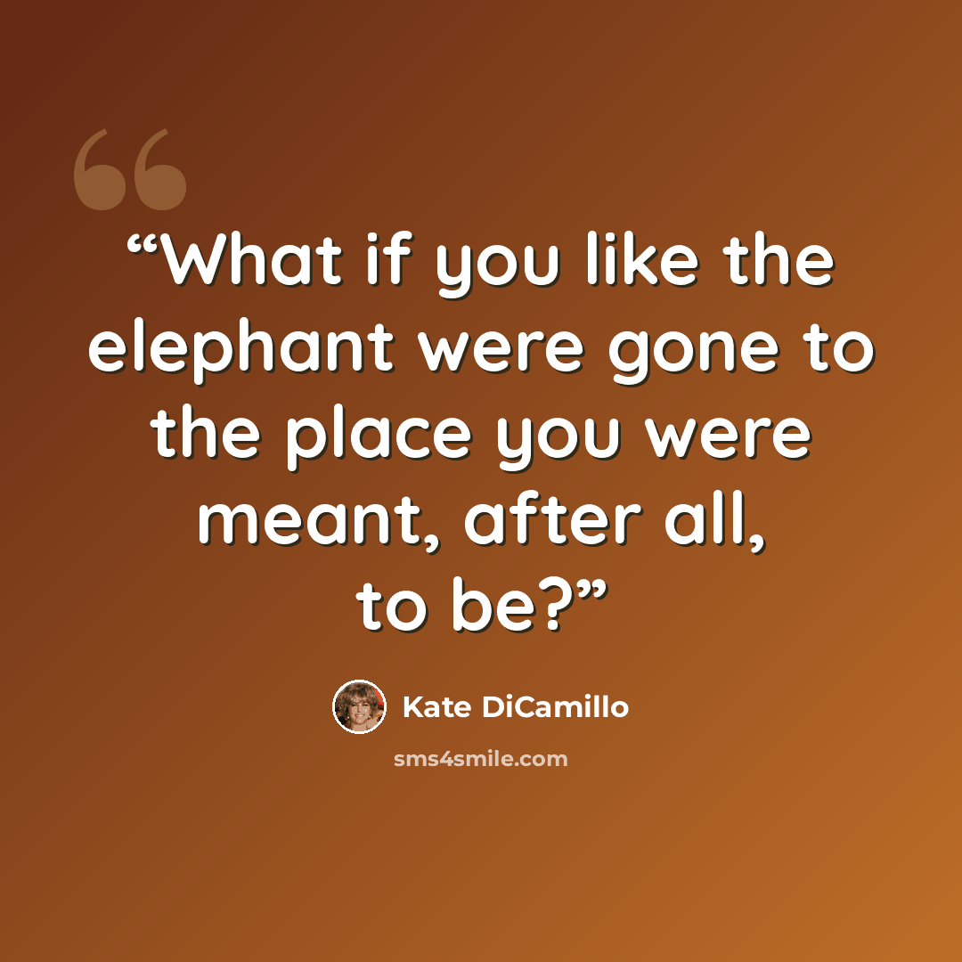 “What if you like the elephant were gone to the place you were meant, after all, to be?” quote by Kate DiCamillo