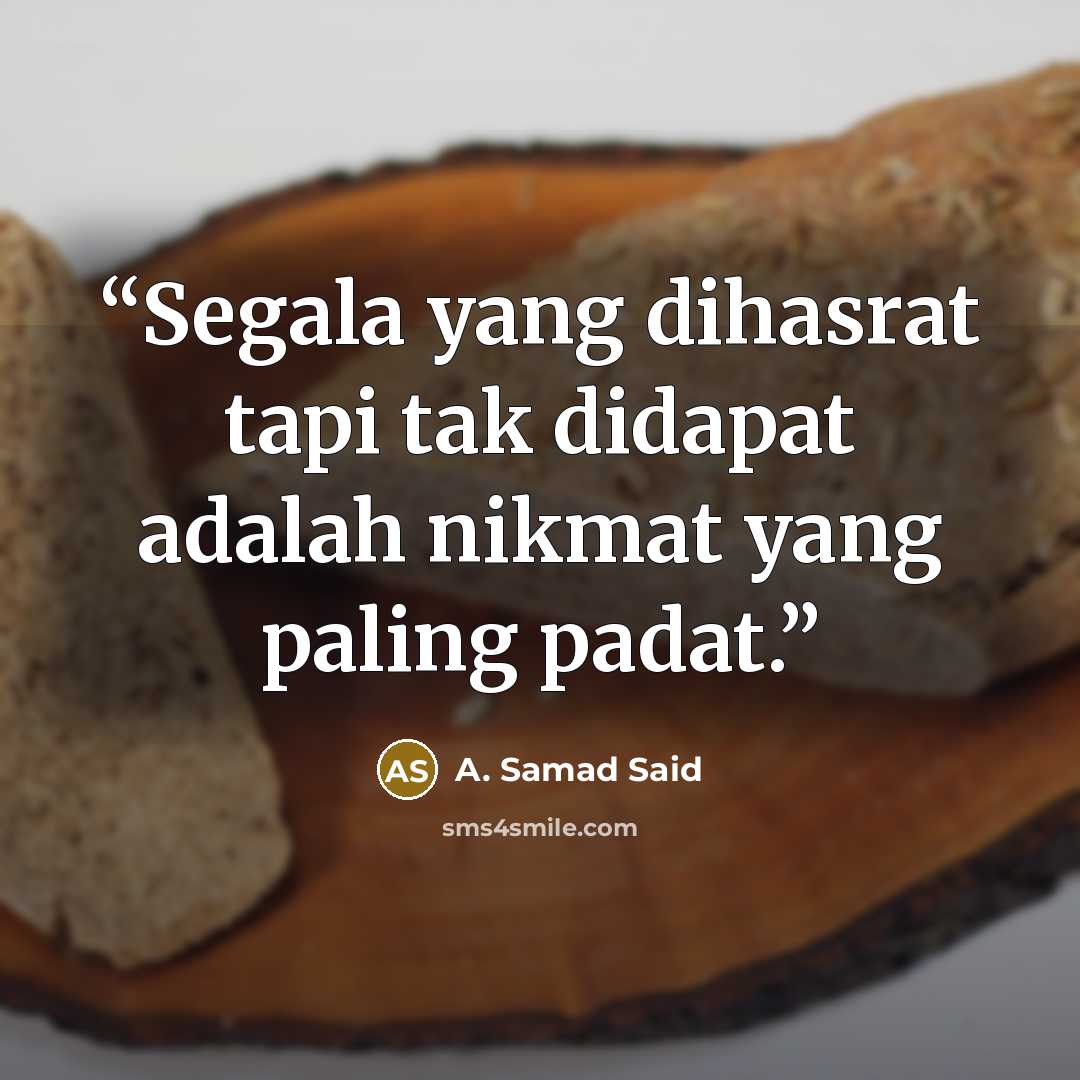 “Segala yang dihasrat tapi tak didapat adalah nikmat yang paling padat.” quote by A. Samad Said