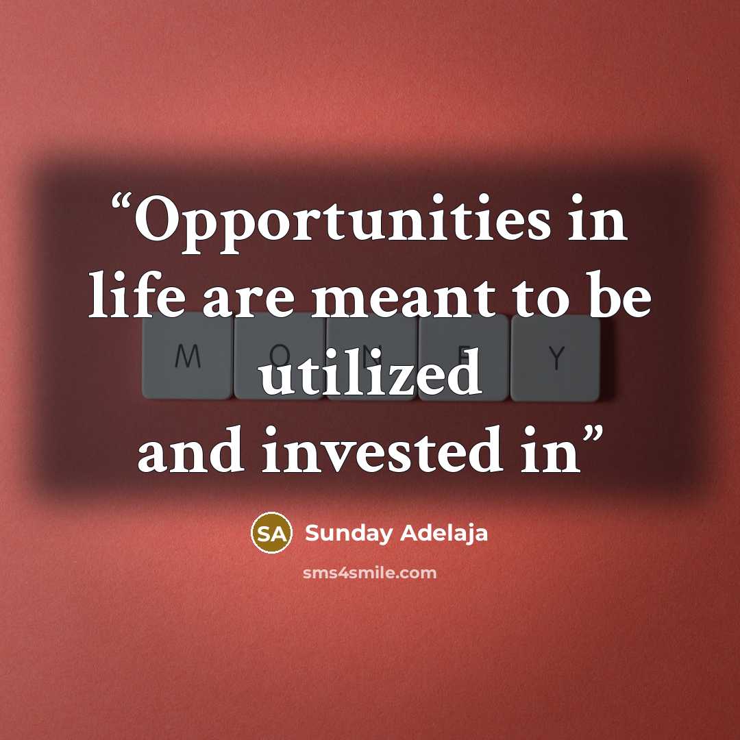 “Opportunities in life are meant to be utilized and invested in” quote by Sunday Adelaja
